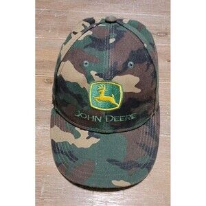 John Deere Camo Hat Green Tan  SnapBack Cap Youth farm Tractor Army Camouflage
